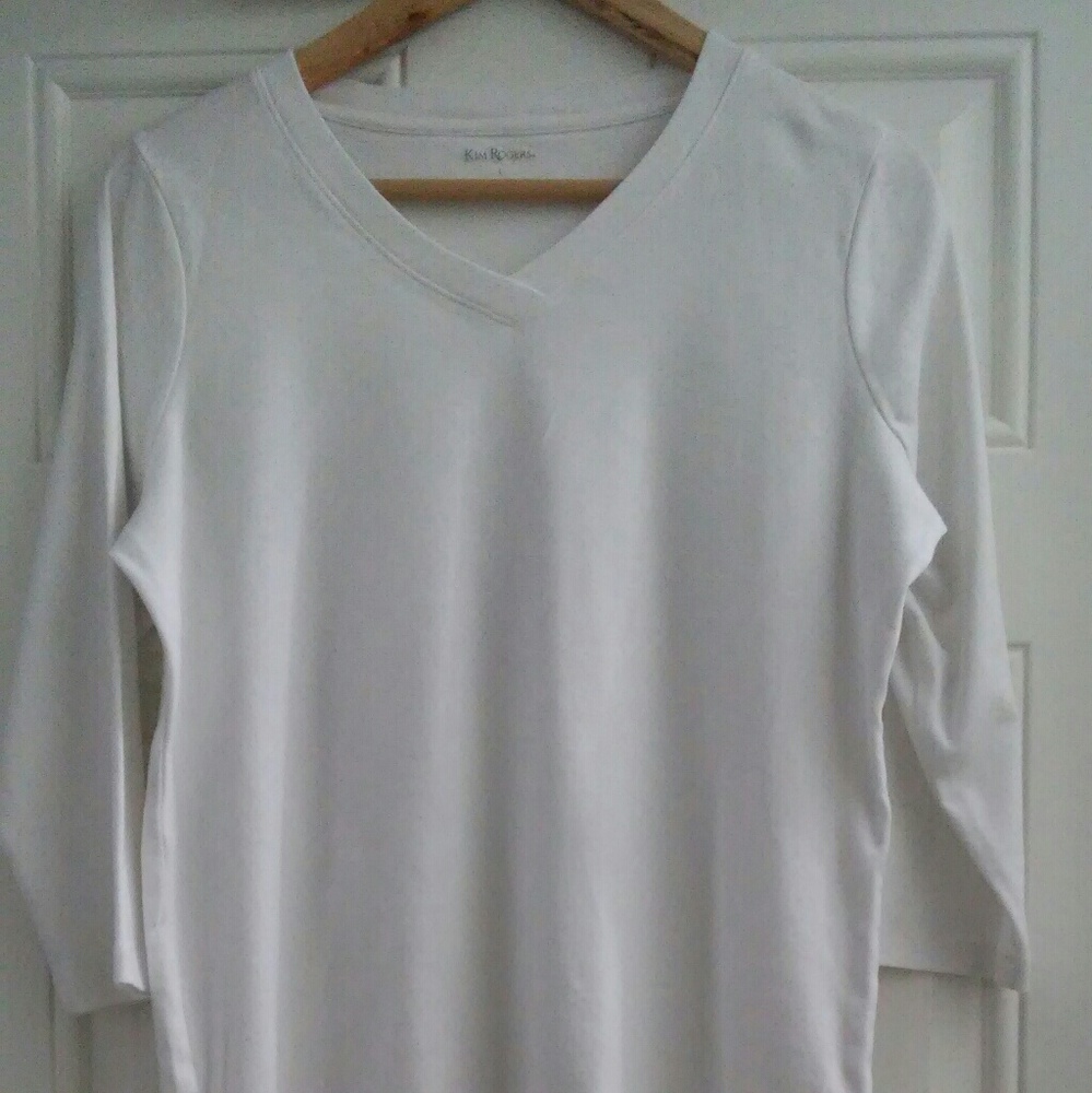 White 3\4 sleeve, V neck T shirt